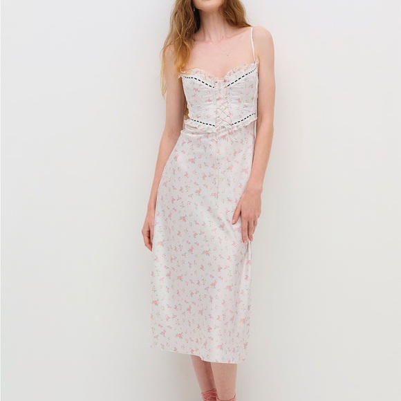 Women’s For Love And Lemons Sabrina Midi Slip Dress, Floral, Small - Picture 1 of 7